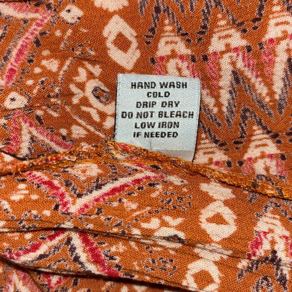 Nostalgia Women’s Printed Boho Mini Orange Dress, Size M - Picture 11 of 15